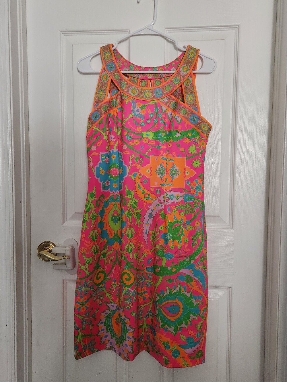 Gretchen Scott Designs Pink Multicolor Print Sleeveless Dress Size M Like New